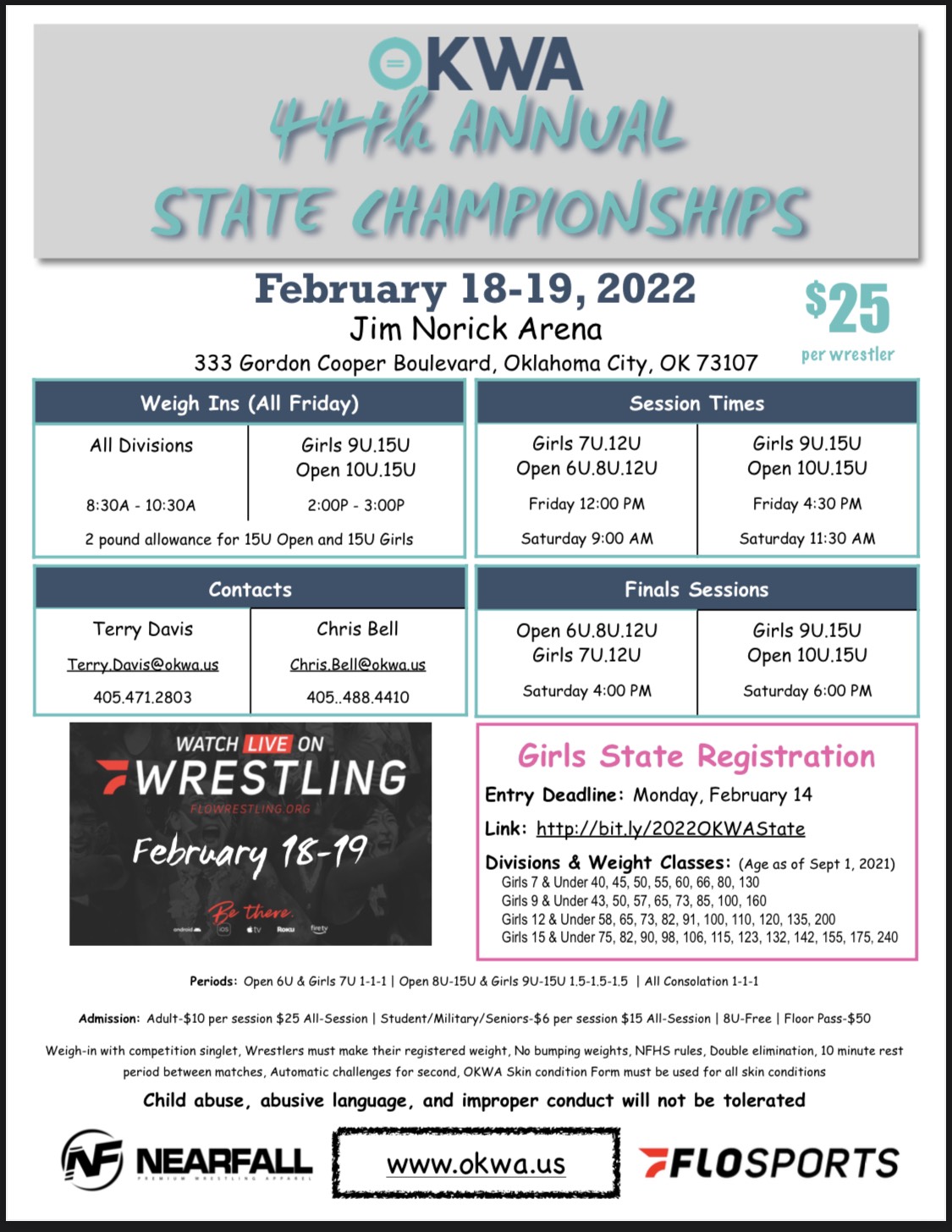 OKWA 44th Annual State Championships Oklahoma Kids Wrestling Association