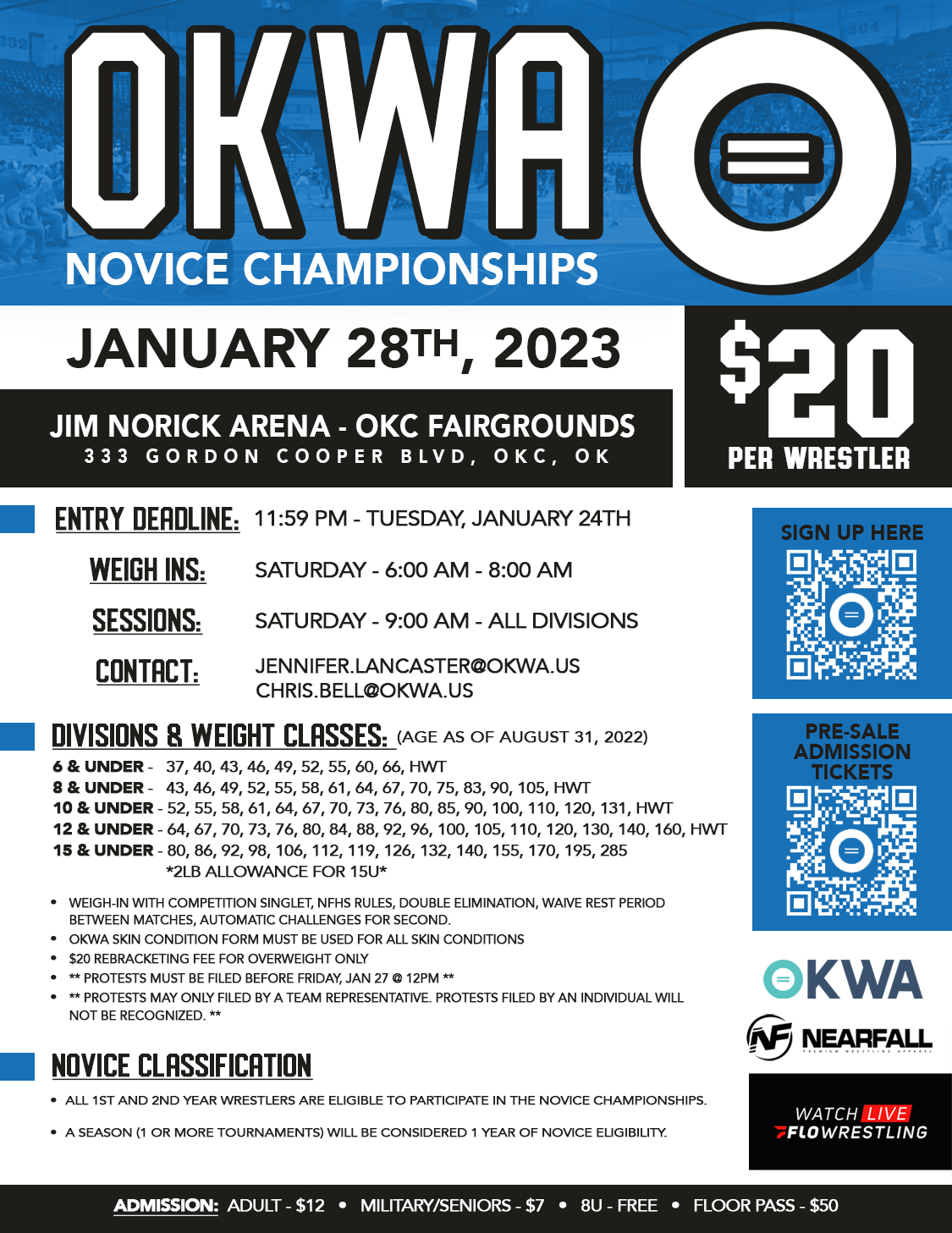 OKWA Novice Championships Oklahoma Kids Wrestling Association